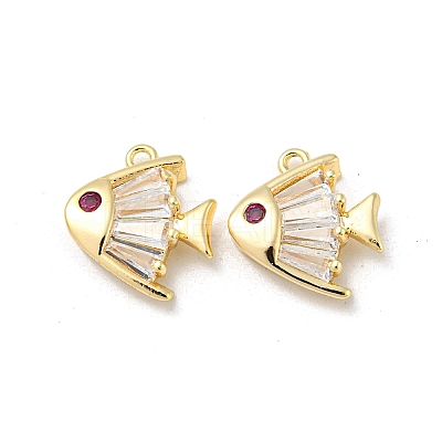 Brass Micro Pave Cubic Zirconia Charms KK-H460-33G-1