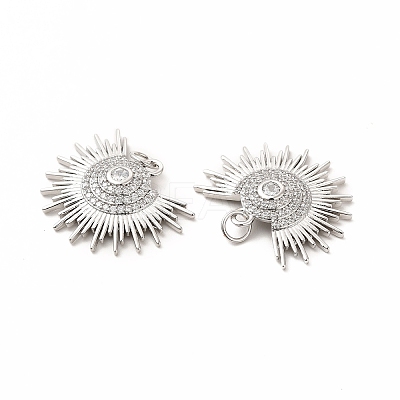 Rack Plating Brass Micro Pave Cubic Zirconia Pendants KK-K165-14P-1