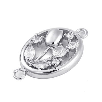 Brass Pave Clear Cubic Zirconia Connector Charms KK-Z066-10P-1
