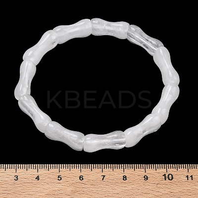 Bamboo Natural Quartz Crystal Beads Stretch Bracelets for Women Men BJEW-K304-01L-1
