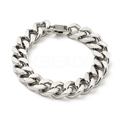 Non-Tarnish 201 Stainless Steel Curb Chain Bracelet for Men Women BJEW-H550-06B-P-1