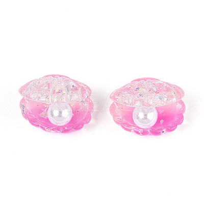 Transparent Resin & Imitation Pearl Cabochons CRES-T025-13M-1