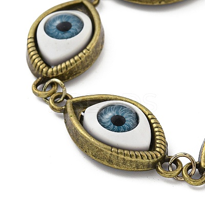 Retro Eye Alloy & Resin Link Bracelets for Women BJEW-G705-01AB-1