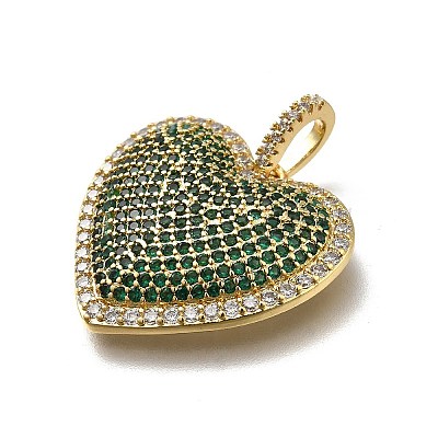 Brass Micro Pave Cubic Zirconia Pendants KK-C090-43G-1