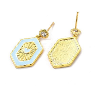 Brass Micro Pave Cubic Zirconia Stud Earrings EJEW-H091-07G-1