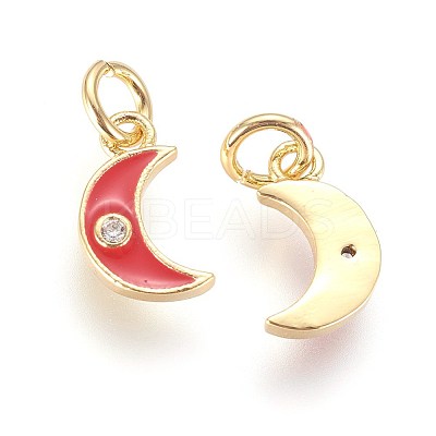 Brass Micro Pave Cubic Zirconia Charms ZIRC-G150-08G-1