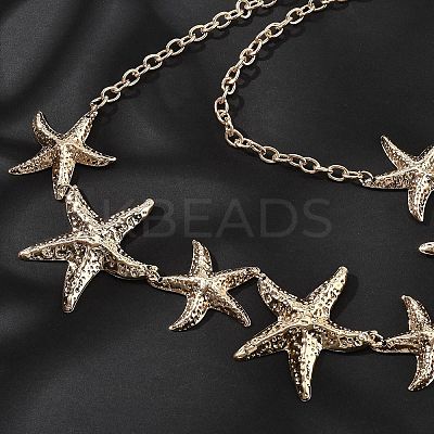 Alloy Starfish Chain Belts for Women NJEW-B120-02-1
