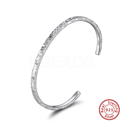 925 Sterling Silver Cuff Bangles for Women BJEW-A037-01P-1