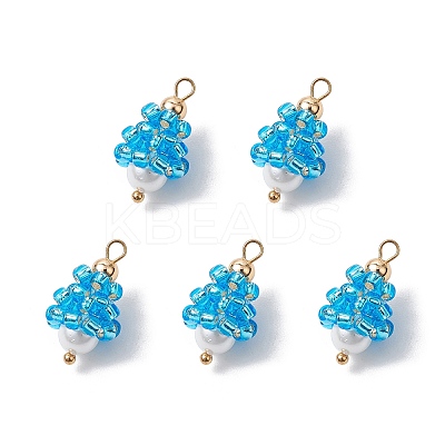 Glass Seed Beaded Teardrop Pendants PALLOY-MZ00636-1