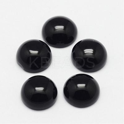 Natural Dyed & Heated Black Agate Cabochons G-F313-01-8mm-1