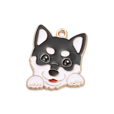 Animal Puppy Alloy Enamel Pendants X-FIND-V001-03G-01-1