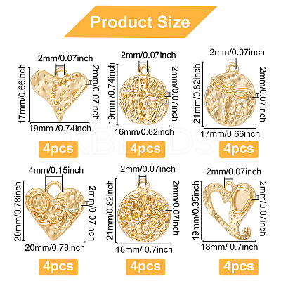 24Pcs 6 Style Alloy Pendants FIND-BC0001-97-1