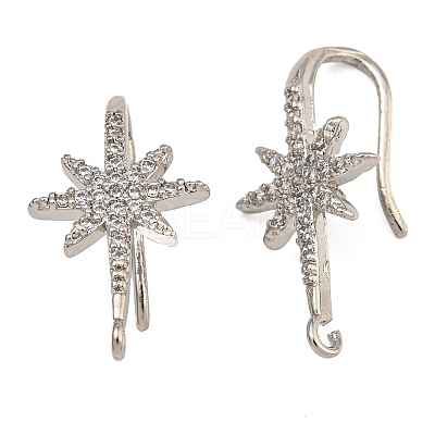 Rack Plating Brass Pave Cubic Zirconia Earring Hooks KK-O143-21P-1
