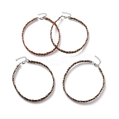 Cowhide Leather Braided Twist Rope Choker Necklace with Brass Clasp for Women NJEW-JN04167-1