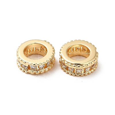 Brass Micro Pave Cubic Zirconia European Beads KK-M233-35G-1