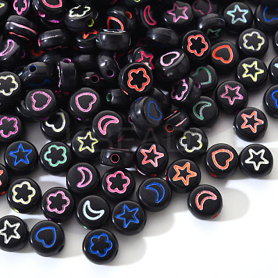 Opaque Black Acrylic Beads SACR-YW0001-21A-1