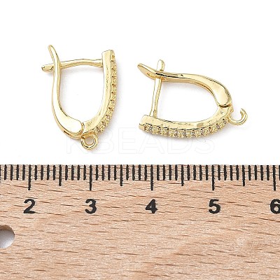 Brass Micro Pave Clear Cubic Zirconia Hoop Earring Findings KK-Z143-06G-1