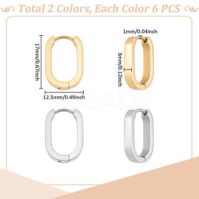 6 Pairs 2 Colors 304 Stainless Steel Huggie Hoop Earrings EJEW-UN0003-11-1