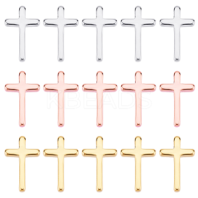 24Pcs 3 Color Brass Tiny Cross Charms KK-FH0002-39-1