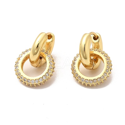 Ring Rack Plating Brass Micro Pave Cubic Zirconia Hoop Earring EJEW-C057-03G-1