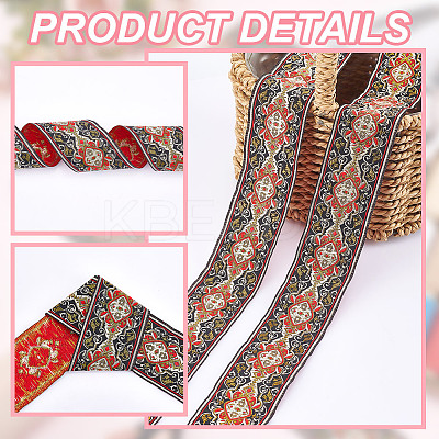 National Style Polyester Jacquard Flower Ribbon for Garment Accessories OCOR-WH0097-39A-1