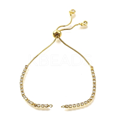 Adjustable Brass Clear Cubic Zirconia Slider Bracelet Making KK-L230-15G-02-1