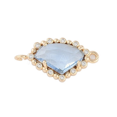 Golden Plated Brass Pave Clear Cubic Zirconia Connector Charms KK-L218-002G-02-1
