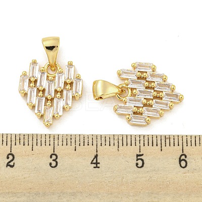 Brass Micro Pave Clear Cubic Zirconia Pendants ZIRC-P115-04G-1