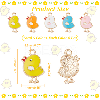 40Pcs 5 Color Alloy Enamel Pendants ENAM-NB0002-09-1