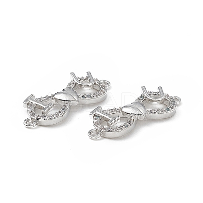 Brass Micro Pave Clear Cubic Zirconia Connector Charms KK-E068-VB377-1
