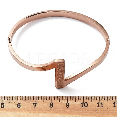 Ion Plating(IP) 304 Stainless Steel Hinged Bangles for Women BJEW-A011-20RG-1