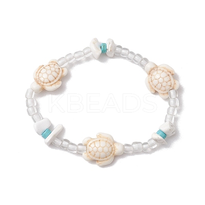 Synthetic Turquoise & Magnesite Beads Stretch Bracelets BJEW-JB11672-1