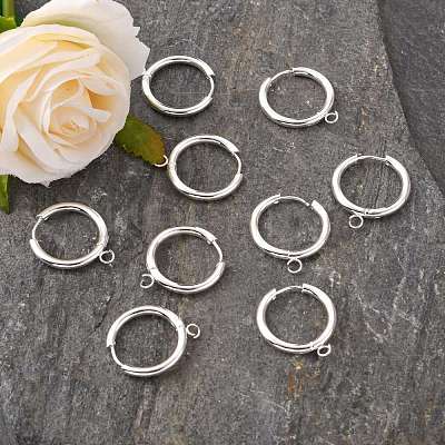 201 Stainless Steel Huggie Hoop Earring Findings STAS-P283-01H-S-1
