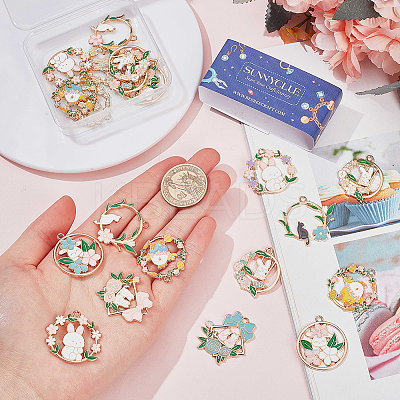 24Pcs 12 Styles Alloy Enamel Pendants ENAM-SC0005-37-1
