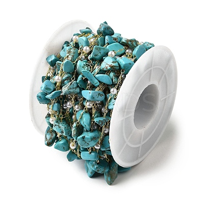 Handmade Synthetic Turquoise Chip Beaded Chains CHC-F020-02G-04-1