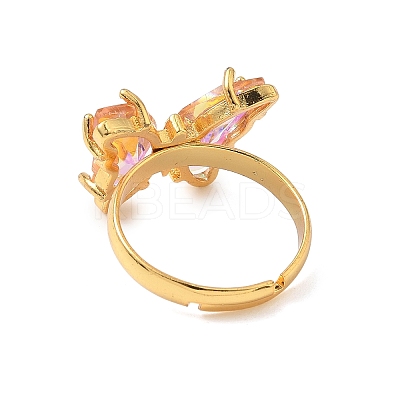 Adjustable Brass Glass Finger Rings RJEW-P148-A01-19-1