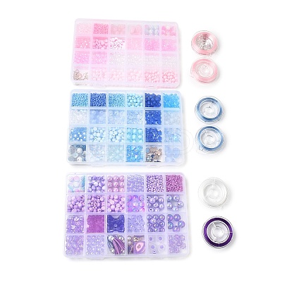 DIY Pink & Blue & Lavender Series Bracelets Making Kit DIY-FS0008-33-1