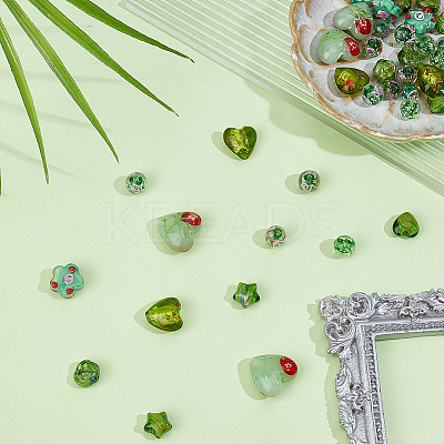 40Pcs 10 Styles Mixed Styles Handmade Lampwork Beads LAMP-PA0001-68A-1