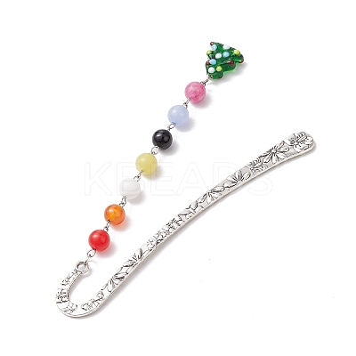Christmas Theme Alloy Hook Bookmarks AJEW-JK00337-1