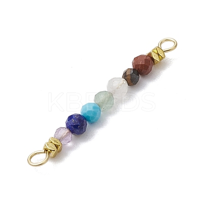 Natural & Synthetic Round Gemstone Faceted Round Beaded Chakra Connector Charms PALLOY-JF03456-1