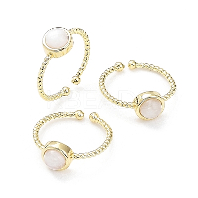 Natural Gemstone Cuff Rings RJEW-E074-01G-1