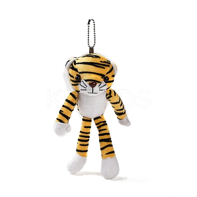 Cartoon PP Cotton Plush Simulation Soft Stuffed Animal Toy Tiger Pendants Decorations HJEW-K043-07-1