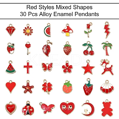 30Pcs 30 Styles Alloy Enamel Pendants FIND-YW0004-66-1