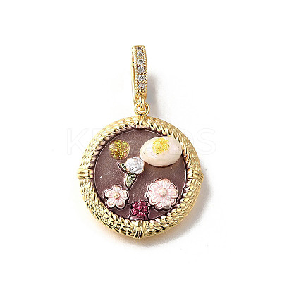 Brass Micro Pave Cubic Zirconia & Enamel Pendants KK-R222-14G-04-1