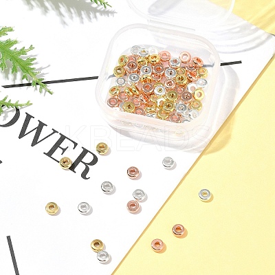 3 Colors Brass Flat Round Spacer Beads KK-FS0001-36-1