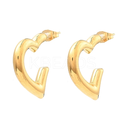 304 Stainless Steel Heart Stud Earrings EJEW-E291-13G-1