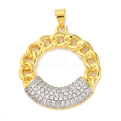 Rack Plating Brass Micro Pave Cubic Zirconia Pendants KK-M021-07G-02-1