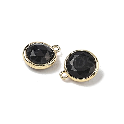 Natural Obsidian Faceted Flat Round Charms G-U028-03G-14-1