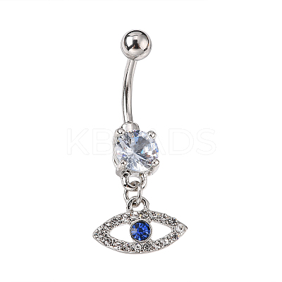 Evil Eye Drop Belly Button Rings for Women AJEW-C010-01P-1