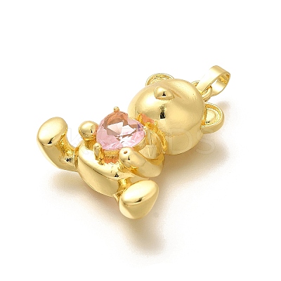 Rack Plating Brass Micro Pave Cubic Zirconia Pendants KK-L226-006G-05-1